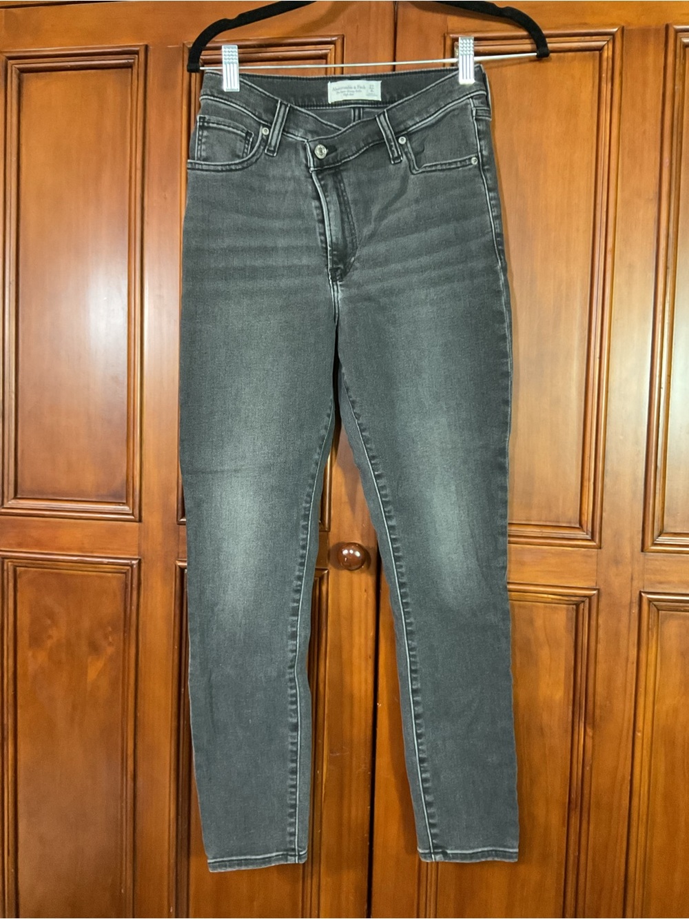 Abercrombie & Fitch Womens Gray Denim Lknw 27x4r Super Skinny Ankle High Rise Ge